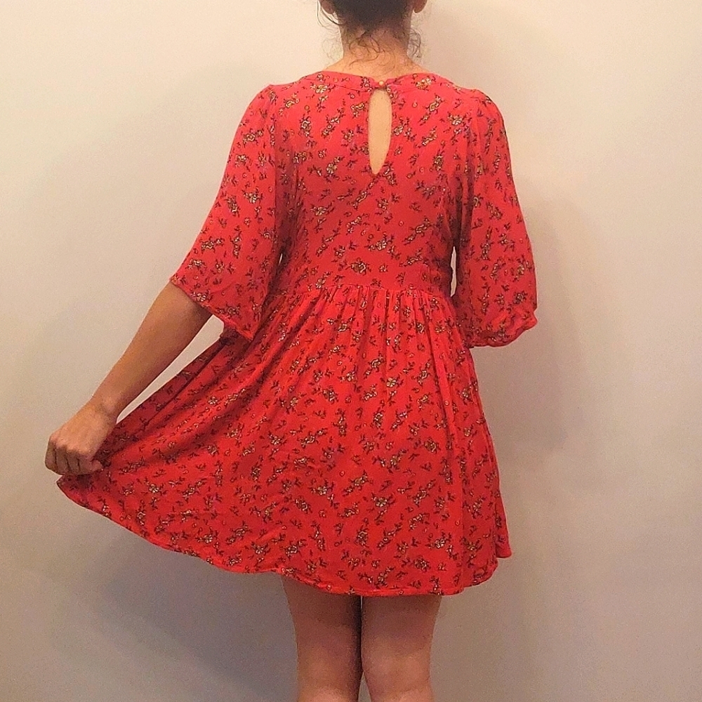 Wonderly Embroidered Floral Red Mini Dress Tunic Size XS - Picture 4 of 10